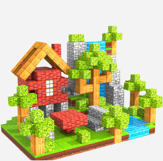 100 Magnetiska Byggklossar – Minecraft-Inspirerat Byggset för Barn | STEM & Sensorisk Leksak 4–12 år
