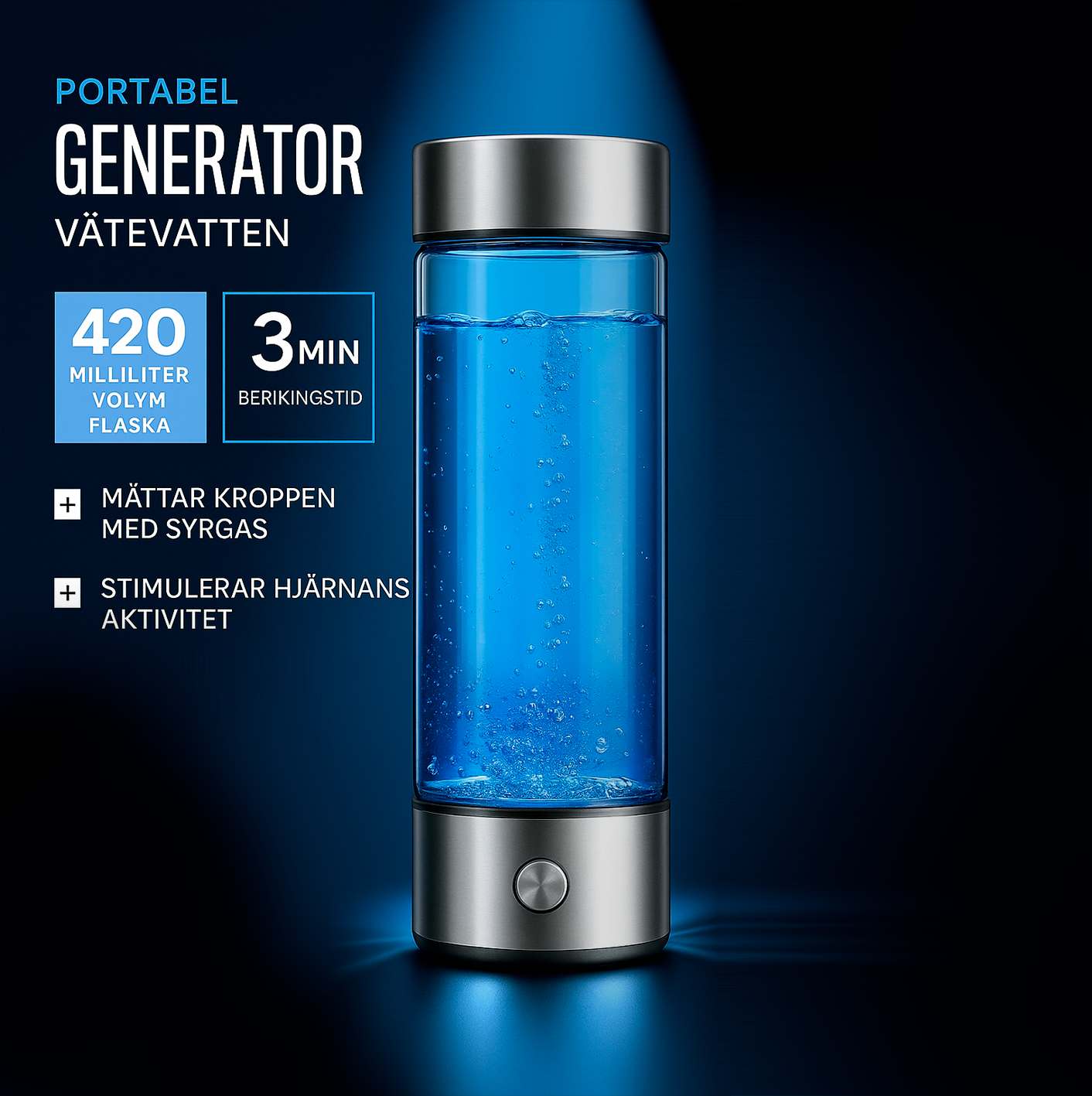 Elektrisk Vätevattenflaska 420ml – Portabel Vätegenerator med Titanfilter | Antioxidant Dryck för Energi & Immunförsvar