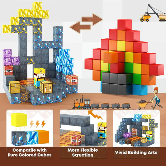 Minecraft Magnetiska Byggklossar för Barn – STEM Byggleksaker 3+